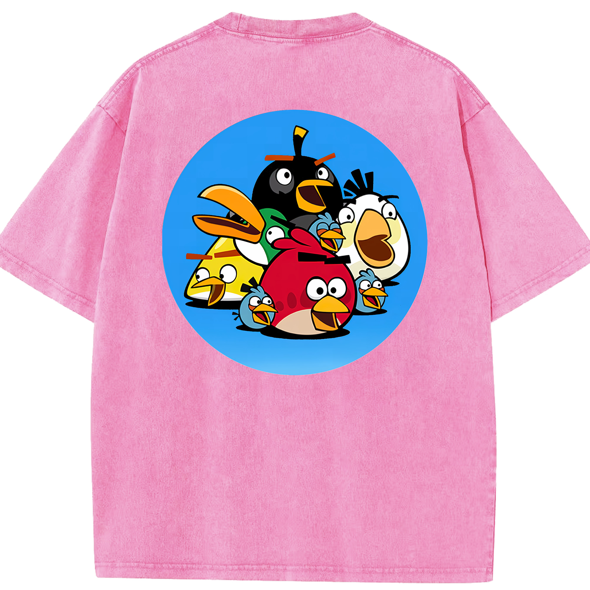 （画像用） Angry Birds アングリーバード 綿100% ヴィンテージ風 半袖Tシャツ（背面プリント）